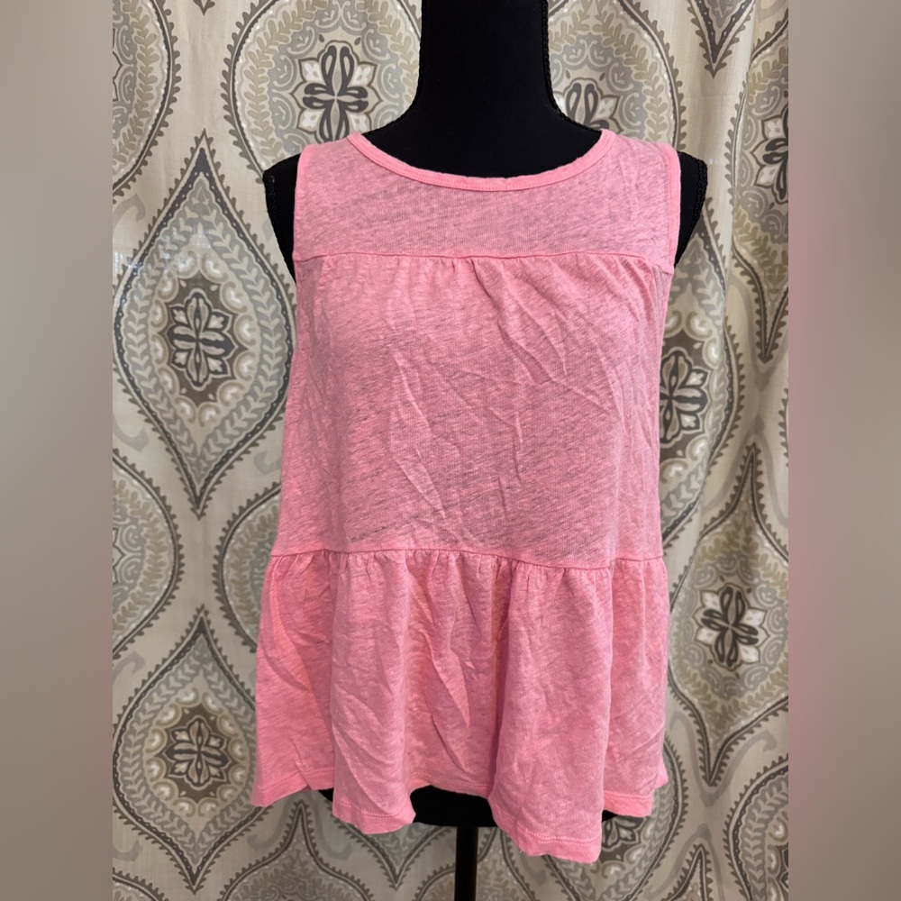 J. Crew Tiered Sleeveless Pullover Tank Pink Small